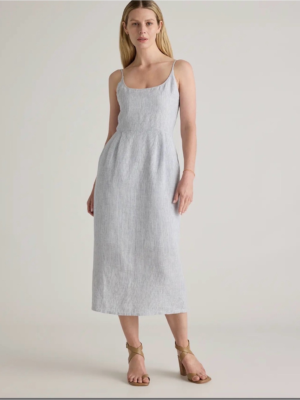 Quince 100% European Linen Scoop Neck Midi Dress